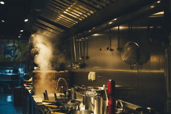 commercial kitchen cooking